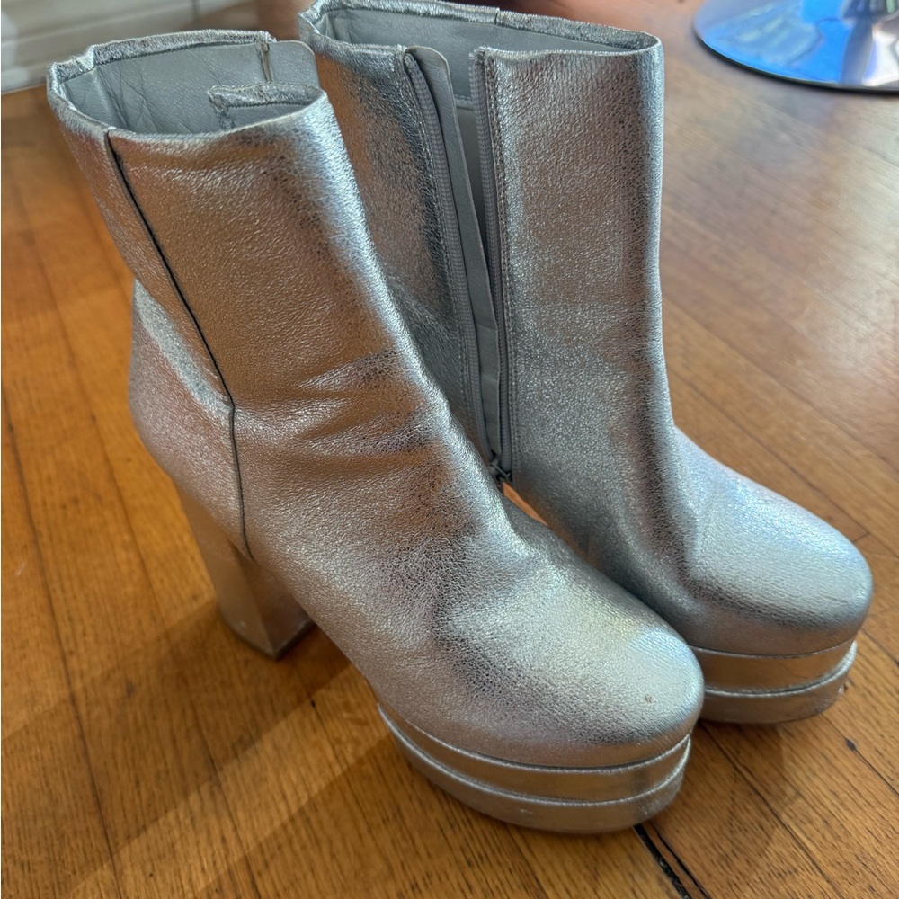 Silver Platform Ankle Boots